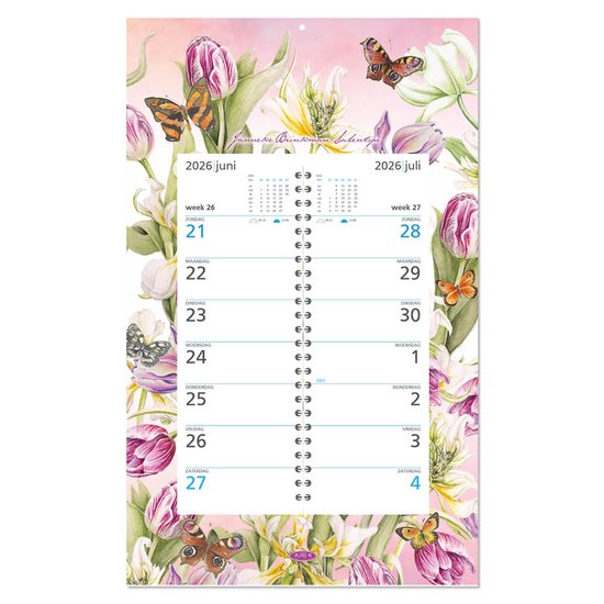 Weekomlegkalender op schild 2026 - Tulp